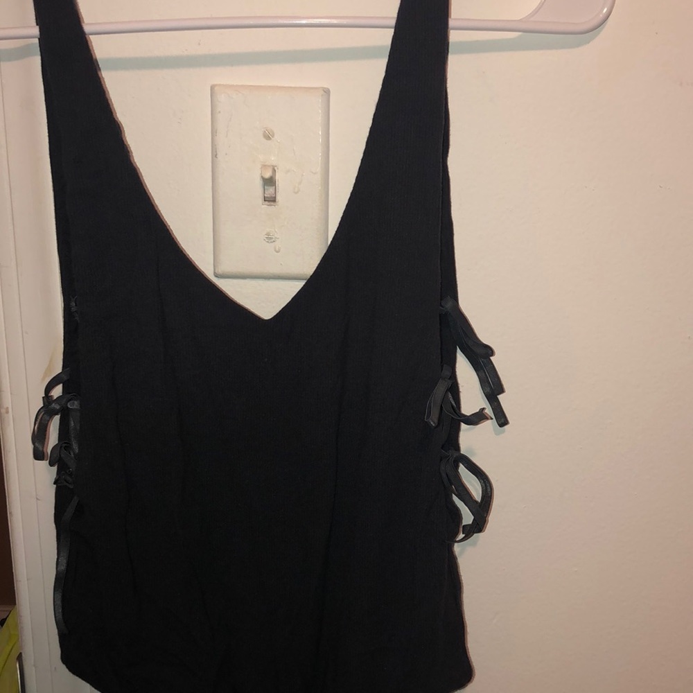 Grey tie up side body suit